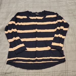 Willi Smith Striped Crew Neck Sweater - Dark Blue and Light Beige Size M!